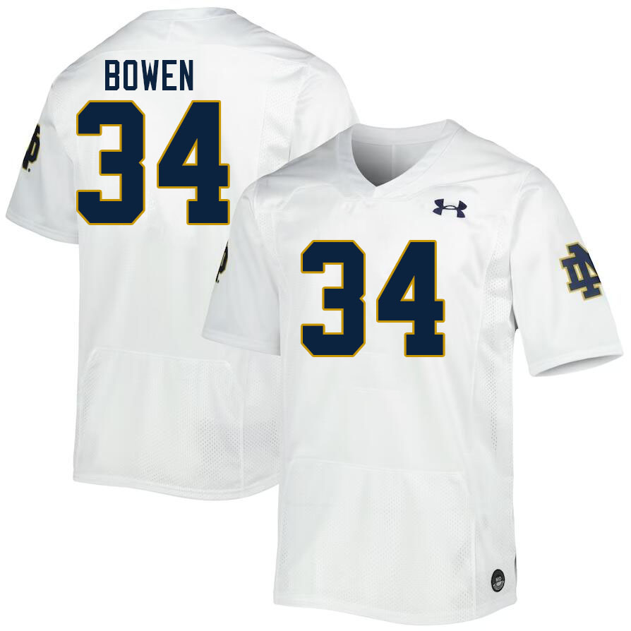 Men #34 Drayk Bowen Notre Dame Fighting Irish College Football Jerseys Stitched-White